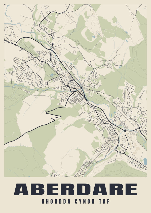 Aberdare Street Map Poster