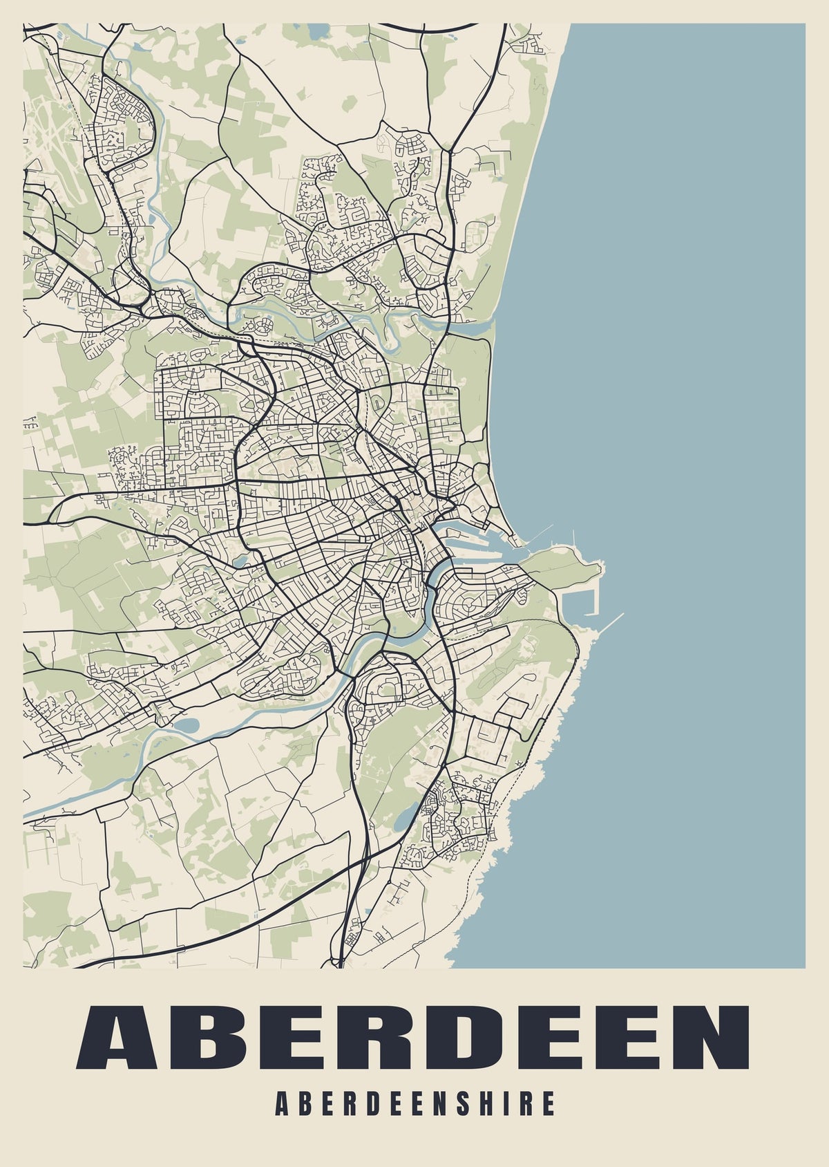 Street map poster of Aberdeen, Aberdeenshire