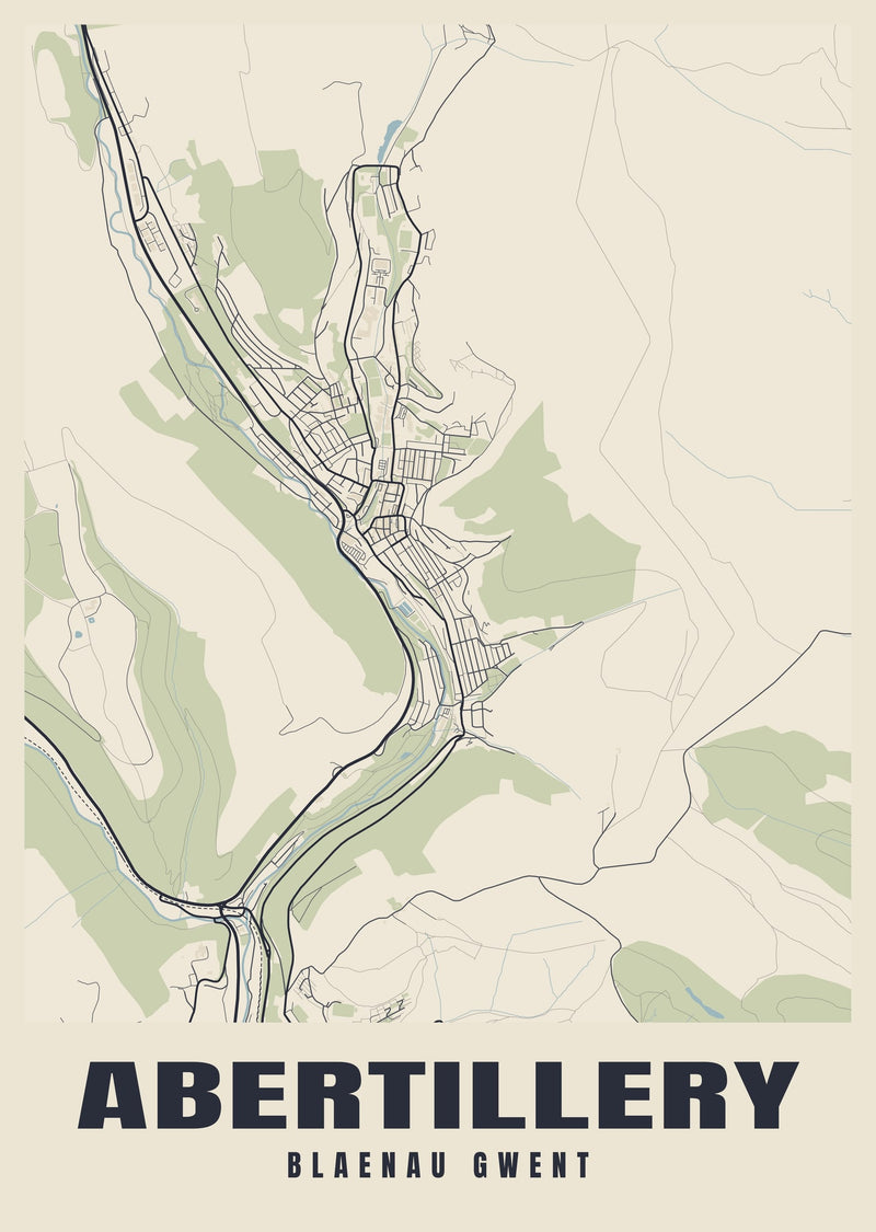 Abertillery Street Map Poster