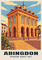 Abingdon County Hall poster, Retro Railway style