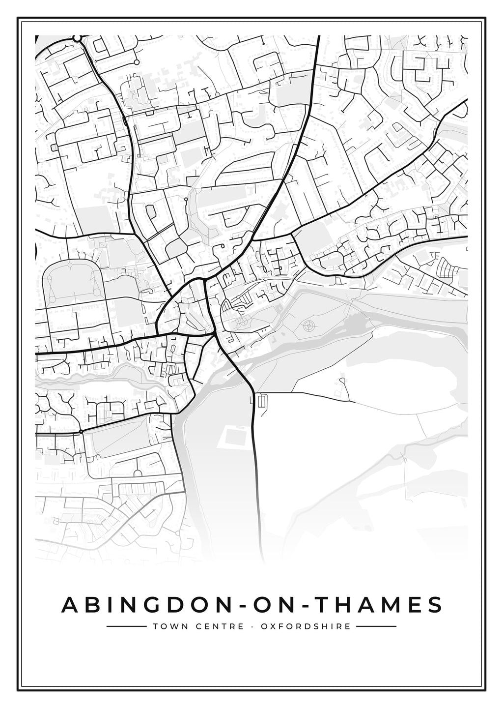 Street map poster of Abingdon-on-Thames town centre, Oxfordshire