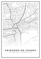 Street map poster of Abingdon-on-Thames town centre, Oxfordshire