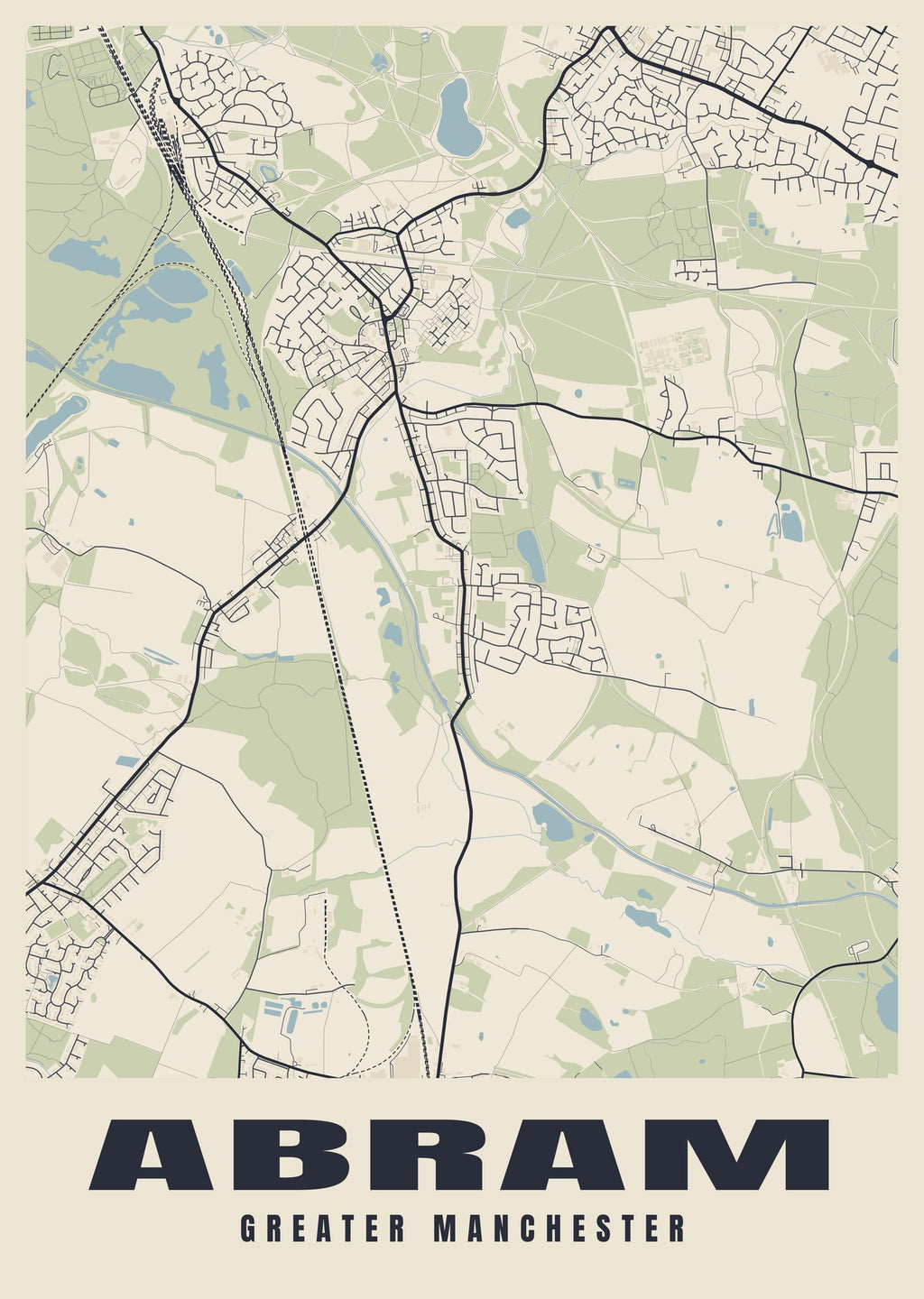 Street map poster of Abram, Greater Manchester