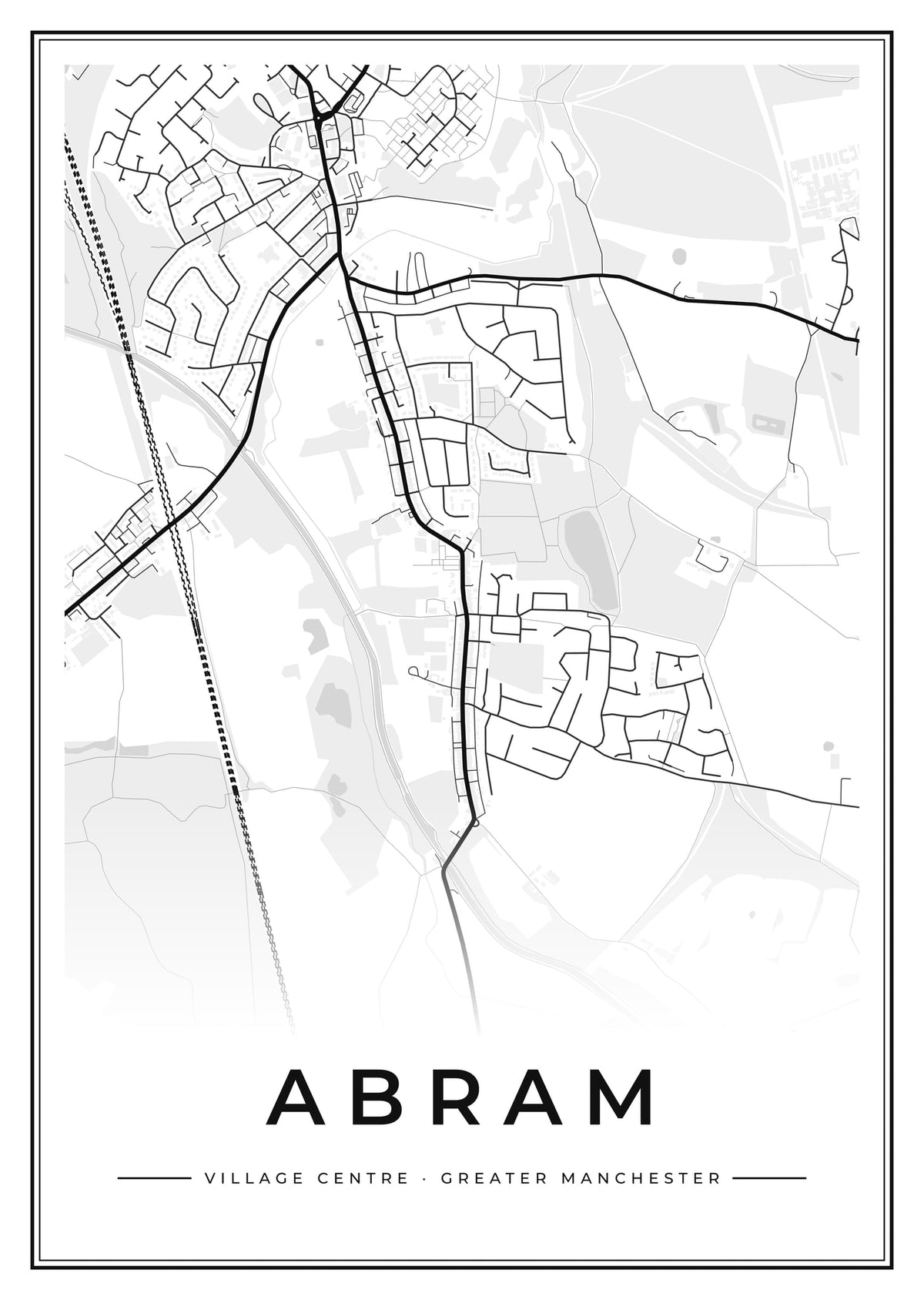 Street map poster of Abram village centre, Greater Manchester