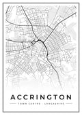 Street map poster of Accrington town centre, Lancashire