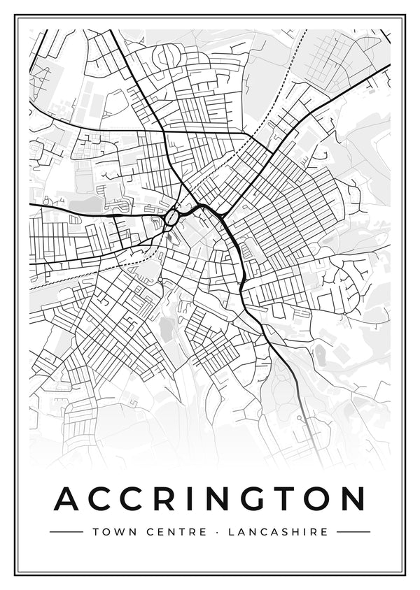 Accrington Town Centre Street Map Poster