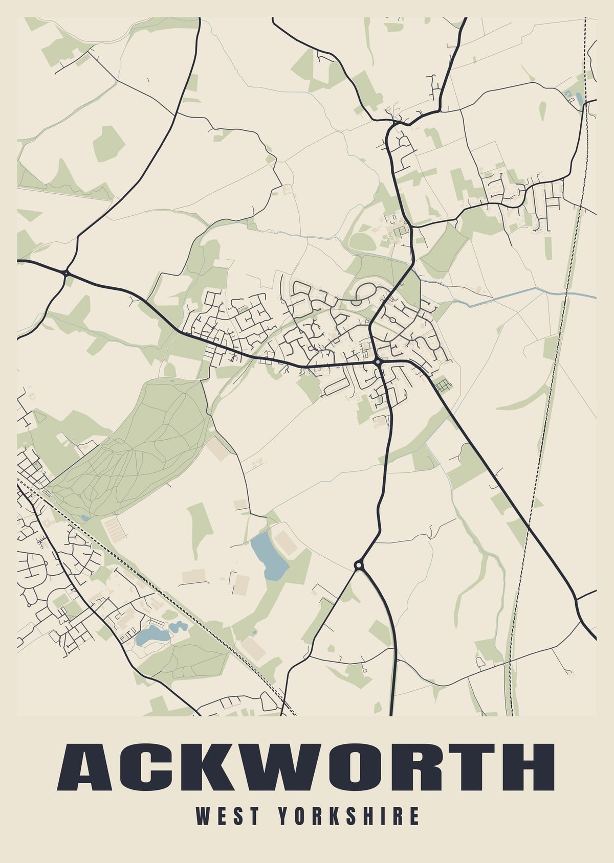 Street map poster of Ackworth, West Yorkshire