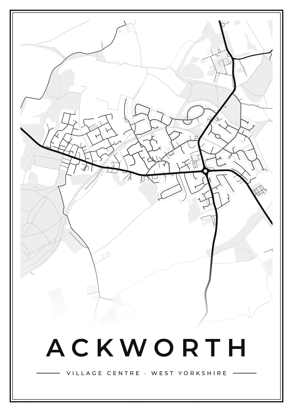 Ackworth Village Centre Street Map Poster