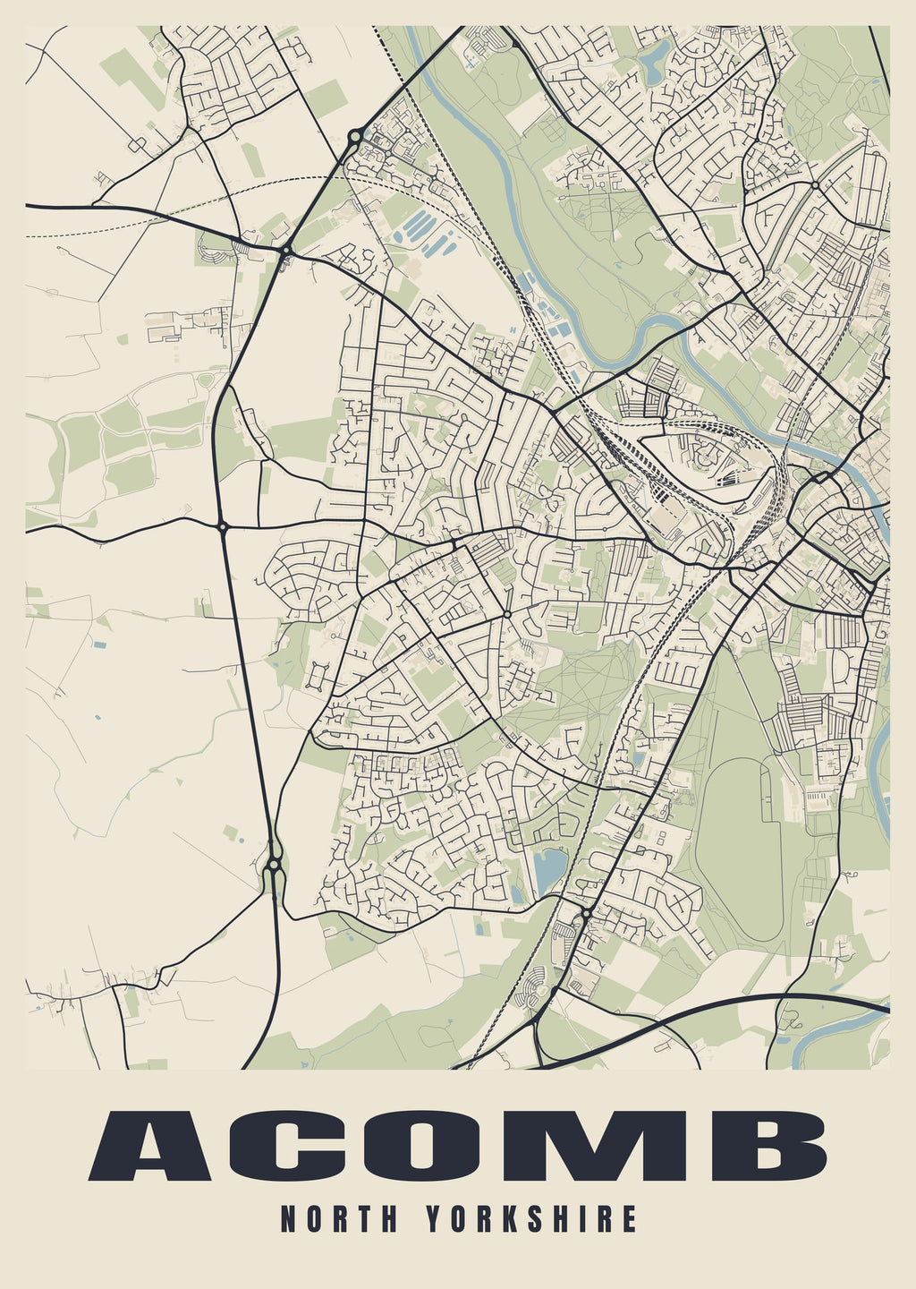 Street map poster of Acomb, North Yorkshire