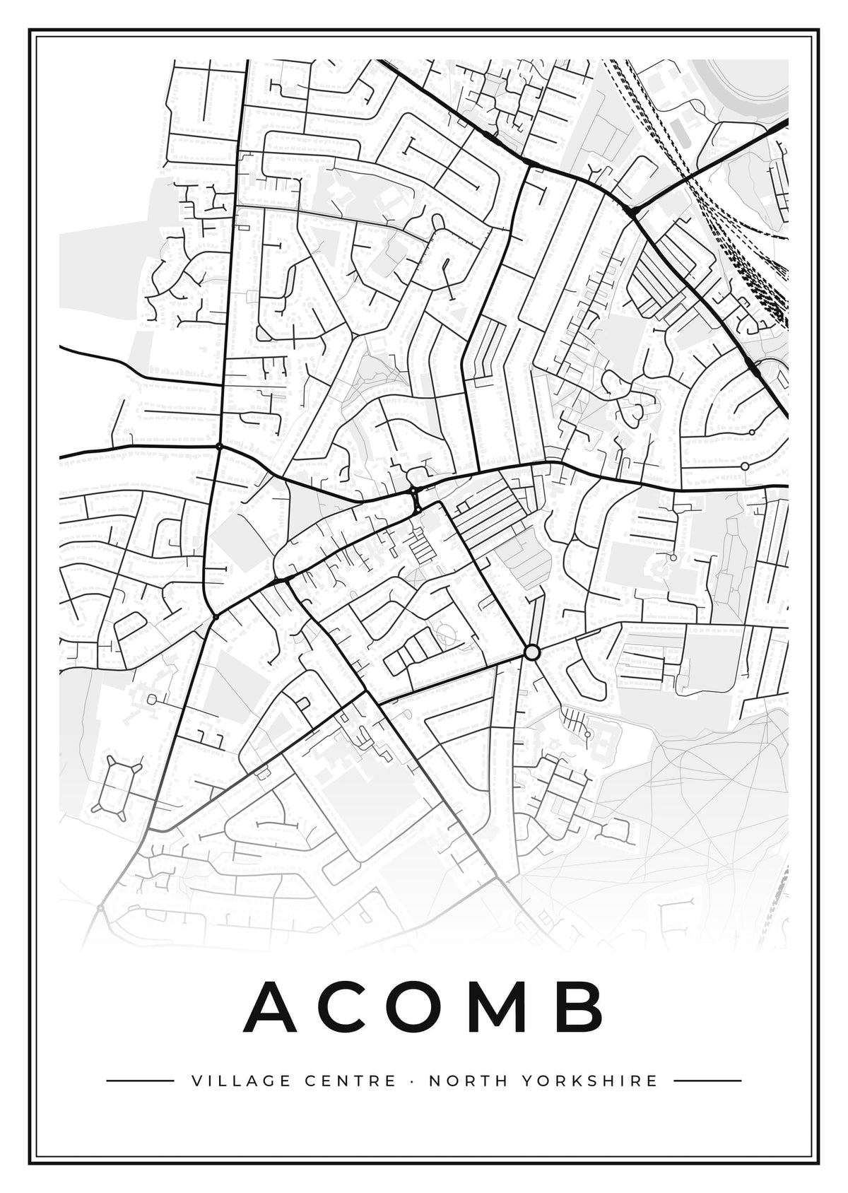 Street map poster of Acomb village centre, North Yorkshire