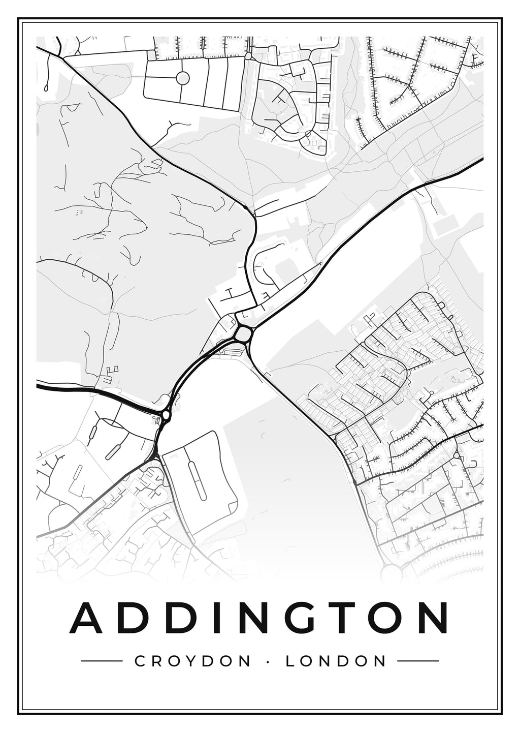 Street map poster of Addington, Croydon, London