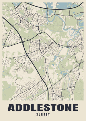 Addlestone Street Map Poster