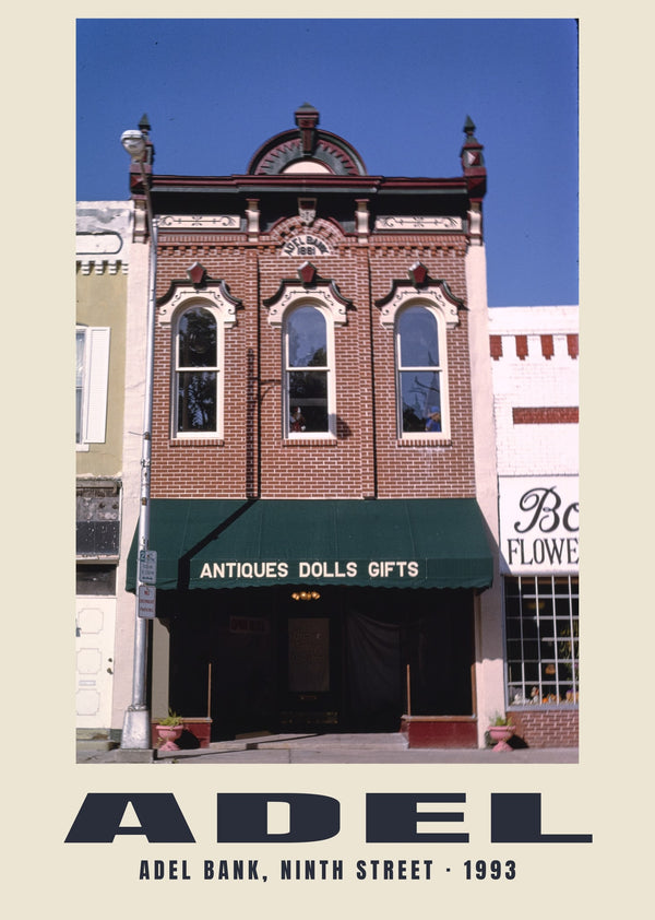 Adel Bank, Ninth Street, Adel, Iowa — 1993 · Historic photograph print