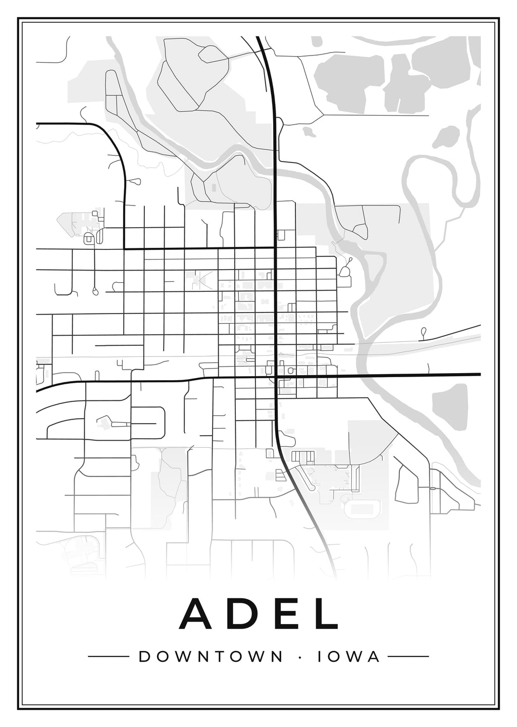 Street map poster of downtown Adel, Iowa