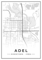 Street map poster of downtown Adel, Iowa