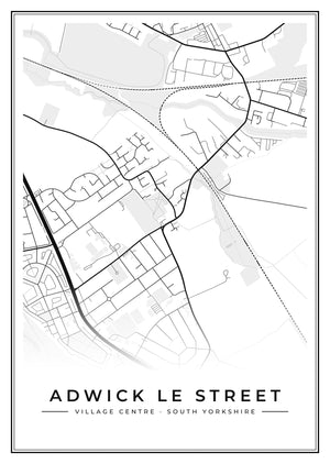 Adwick le Street Village Centre Street Map Poster