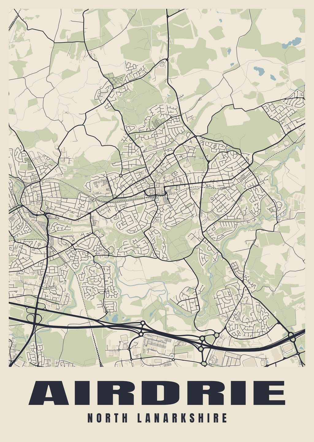 Street map poster of Airdrie, North Lanarkshire