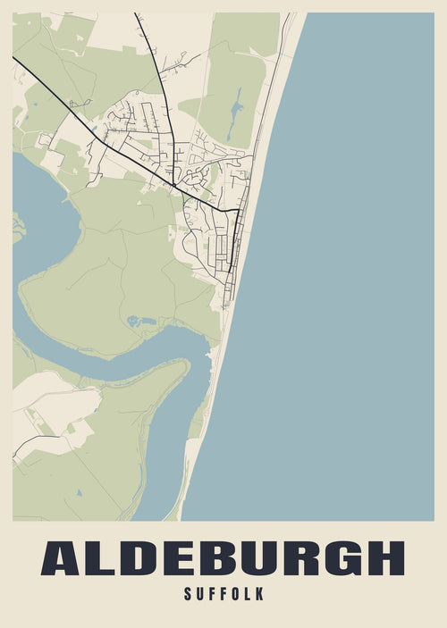 Street map poster of Aldeburgh, Suffolk