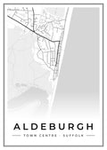 Street map poster of Aldeburgh town centre, Suffolk