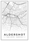 Street map poster of Aldershot town centre, Hampshire
