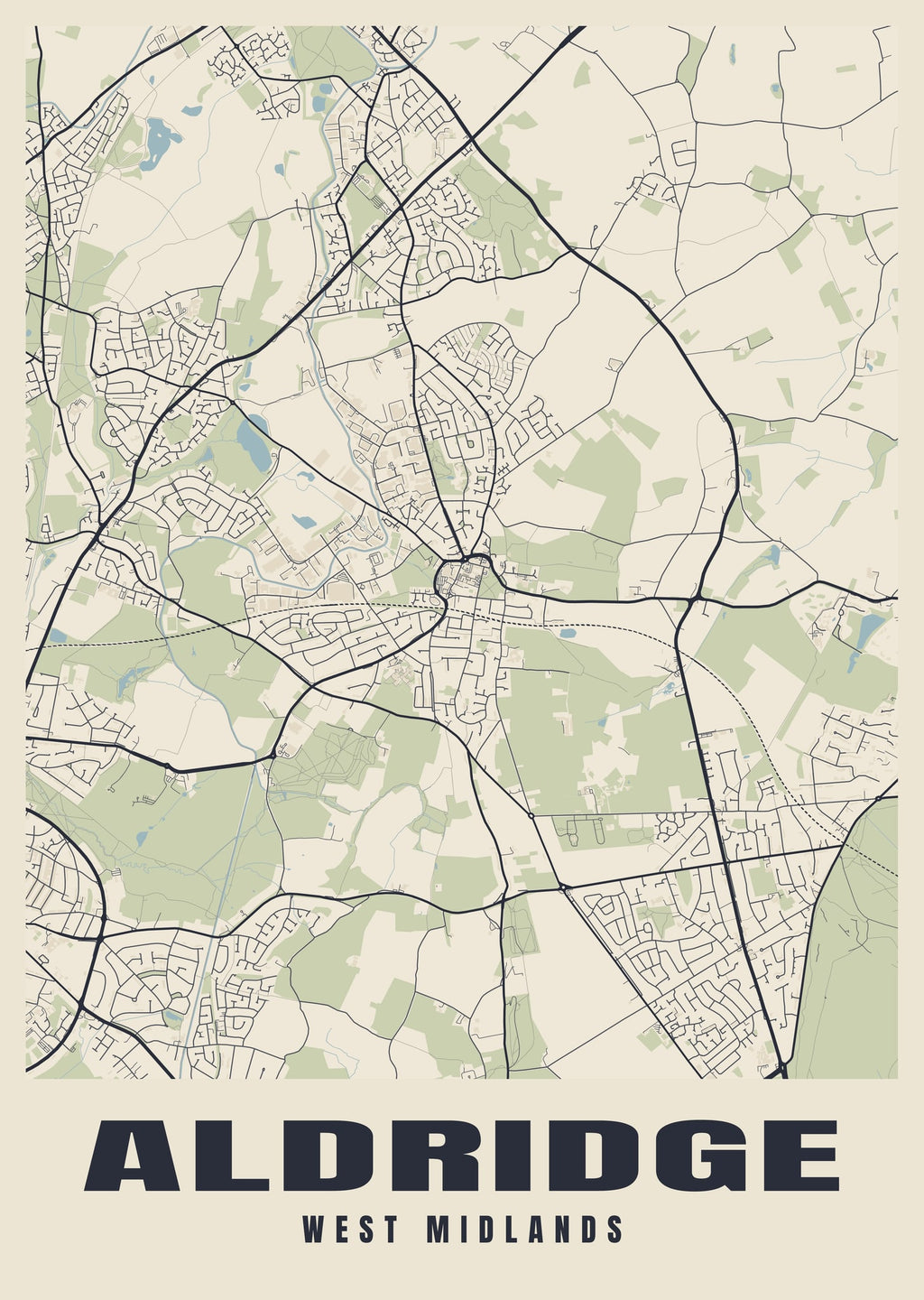 Street map poster of Aldridge, West Midlands