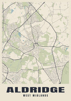 Street map poster of Aldridge, West Midlands