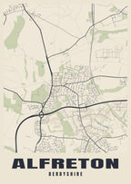 Street map poster of Alfreton, Derbyshire