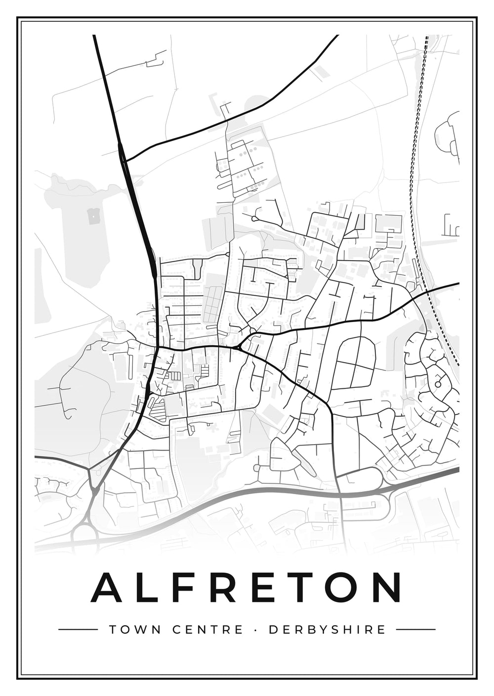 Alfreton Town Centre Street Map Poster