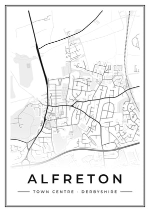 Alfreton Town Centre Street Map Poster
