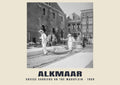 Cheese carriers on the Waagplein, Alkmaar — Historic photograph print, 1959