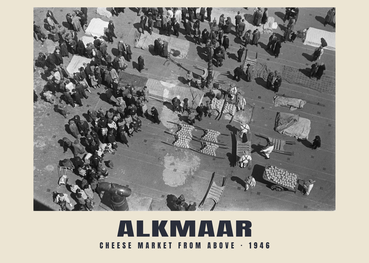 Cheese market from above, Alkmaar — Historic photograph print, 1946