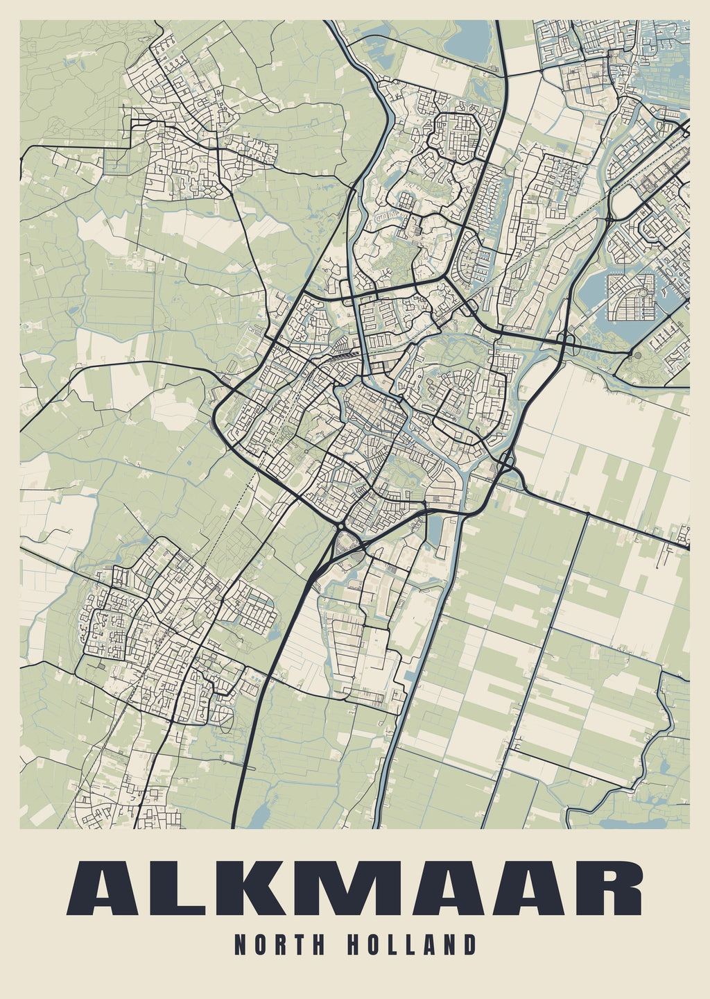 Street map poster of Alkmaar, North Holland