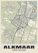 Street map poster of Alkmaar, North Holland