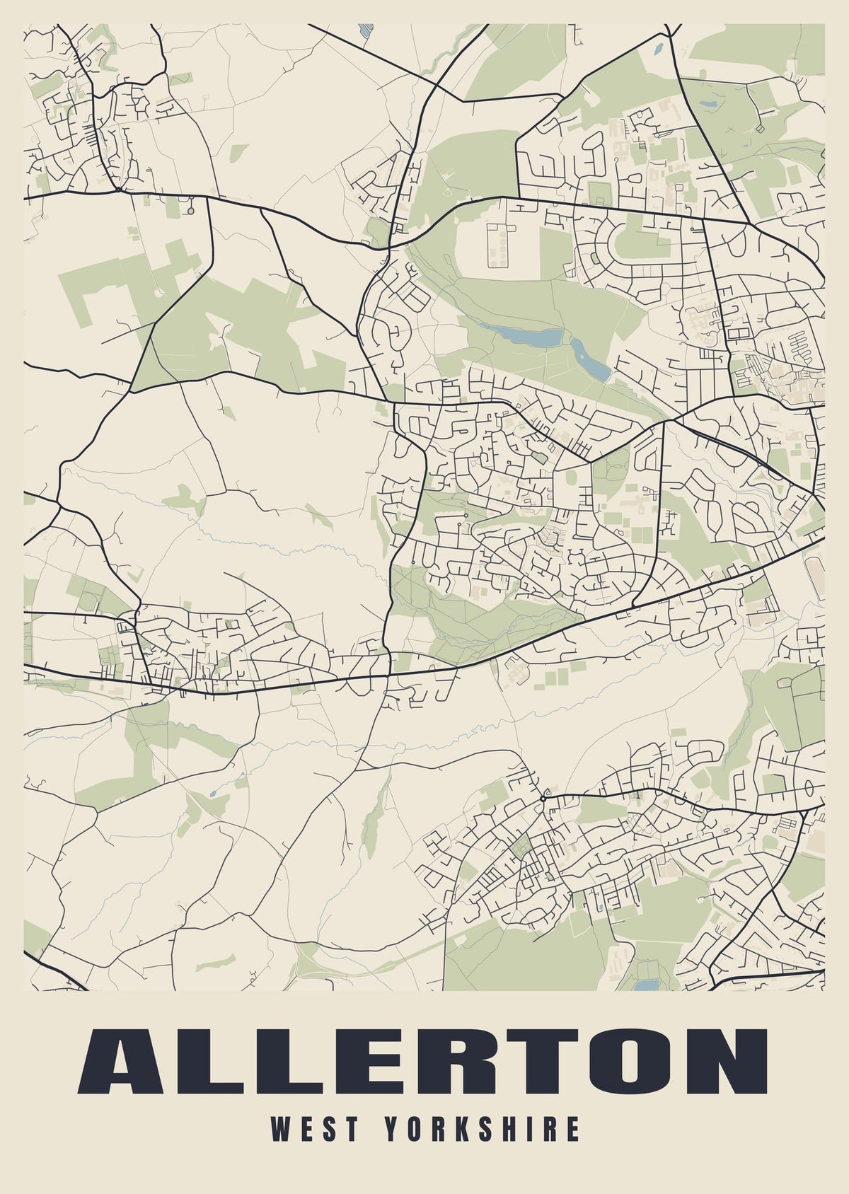 Street map poster of Allerton, West Yorkshire