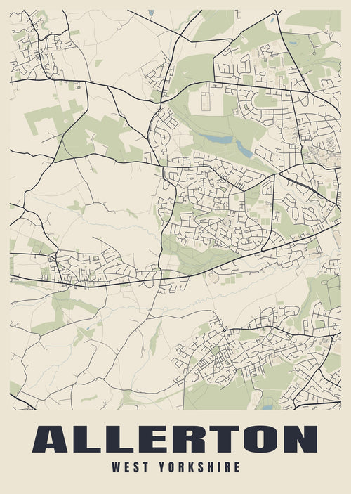 Street map poster of Allerton, West Yorkshire