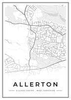 Street map poster of Allerton village centre, West Yorkshire