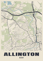 Street map poster of Allington, Kent