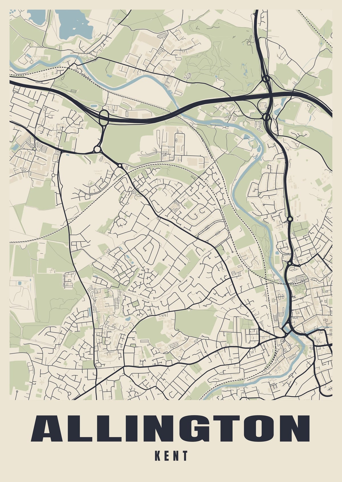 Street map poster of Allington, Kent