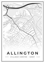 Street map poster of Allington village centre, Kent