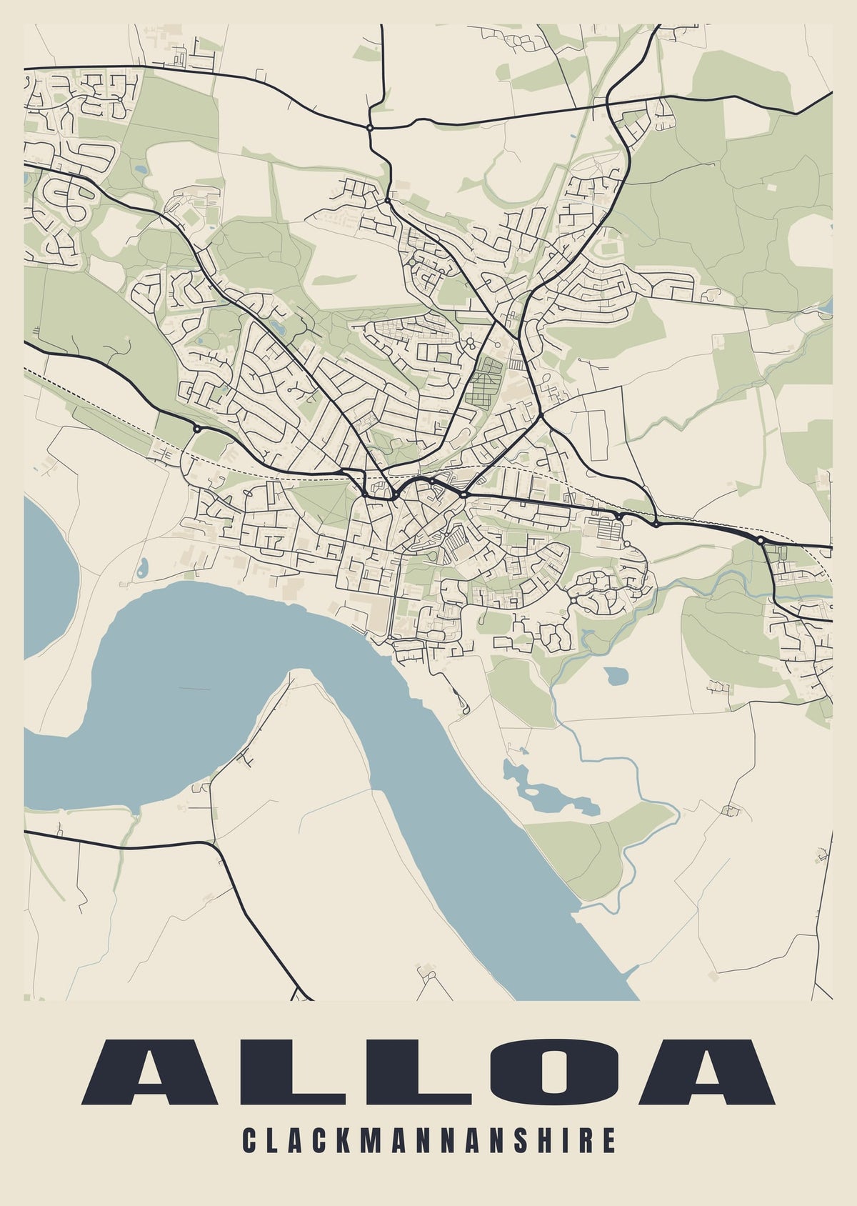 Street map poster of Alloa, Clackmannanshire