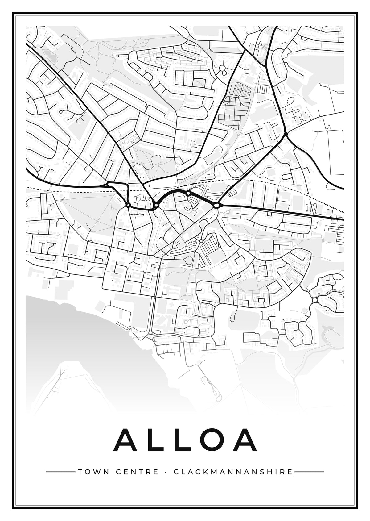 Street map poster of Alloa town centre, Clackmannanshire