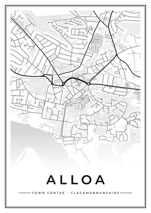 Street map poster of Alloa town centre, Clackmannanshire