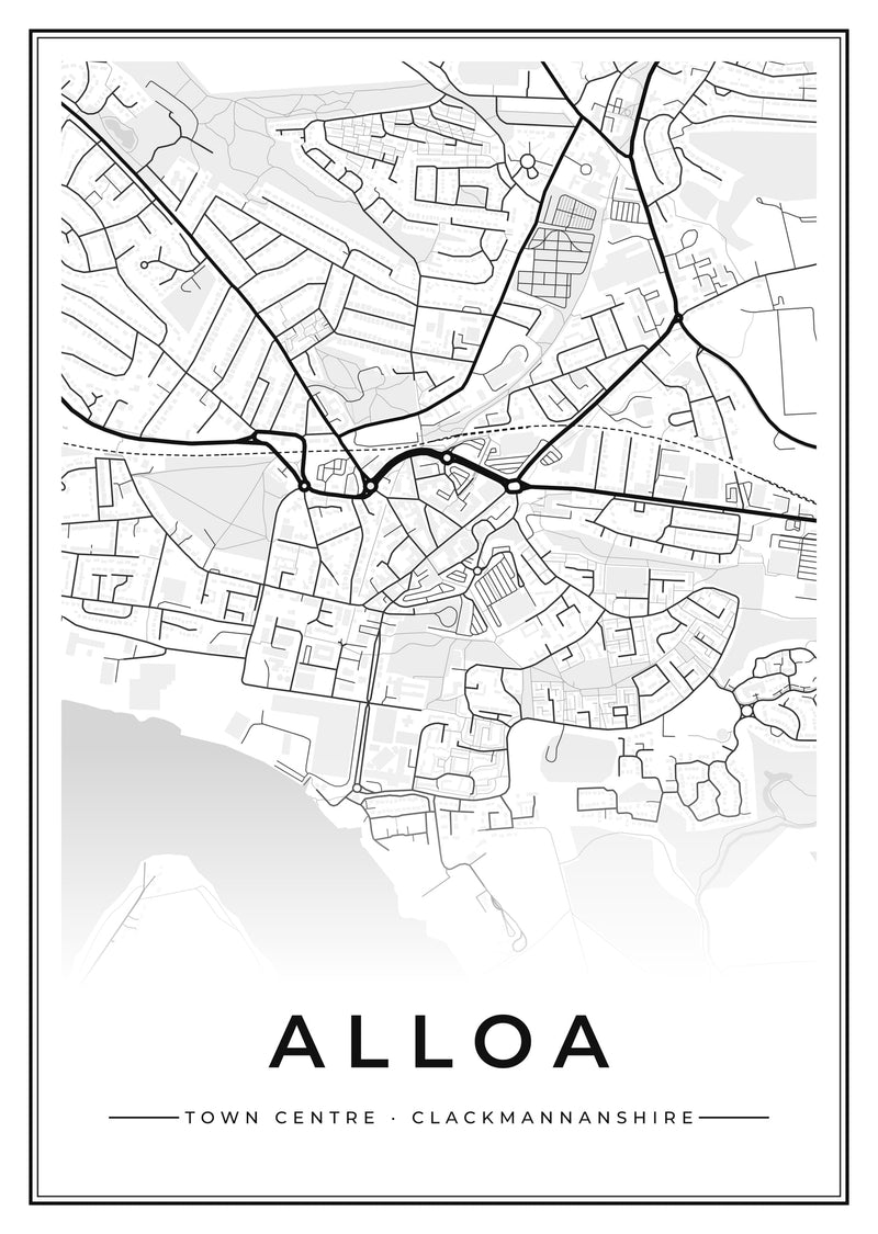 Alloa Town Centre Street Map Poster
