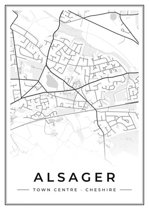 Alsager Town Centre Street Map Poster