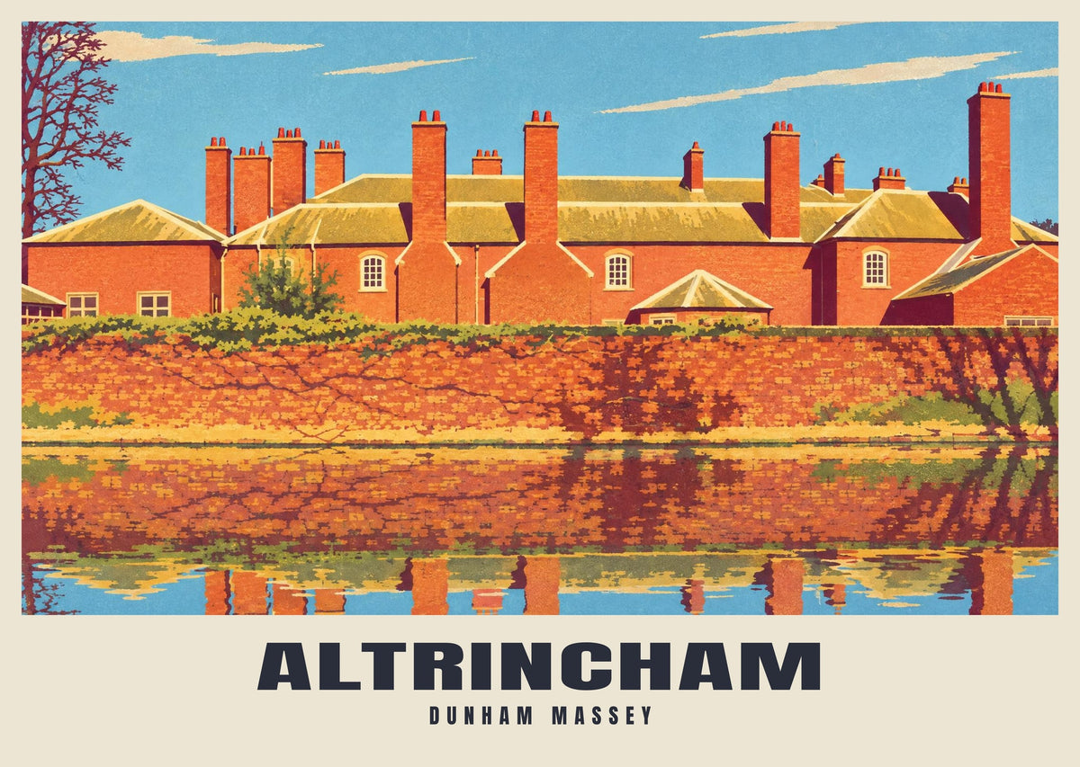 Dunham Massey, Altrincham poster, Retro Railway style
