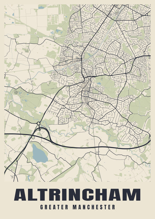 Street map poster of Altrincham, Greater Manchester
