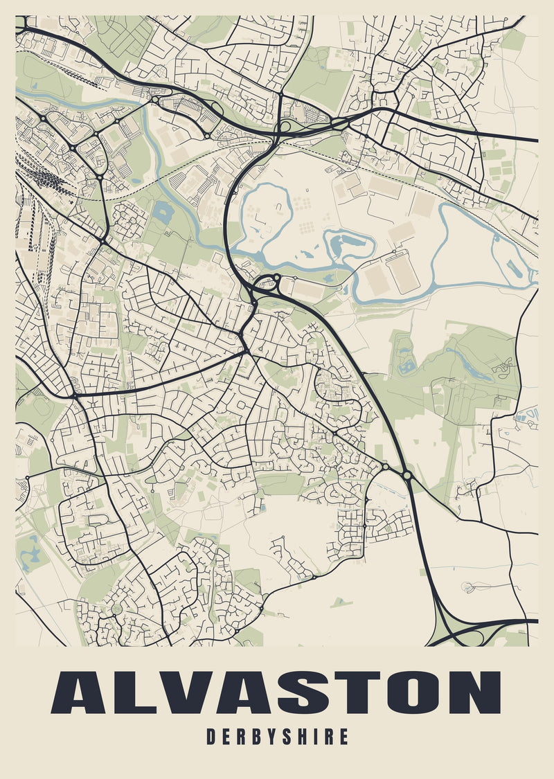 Alvaston Street Map Poster