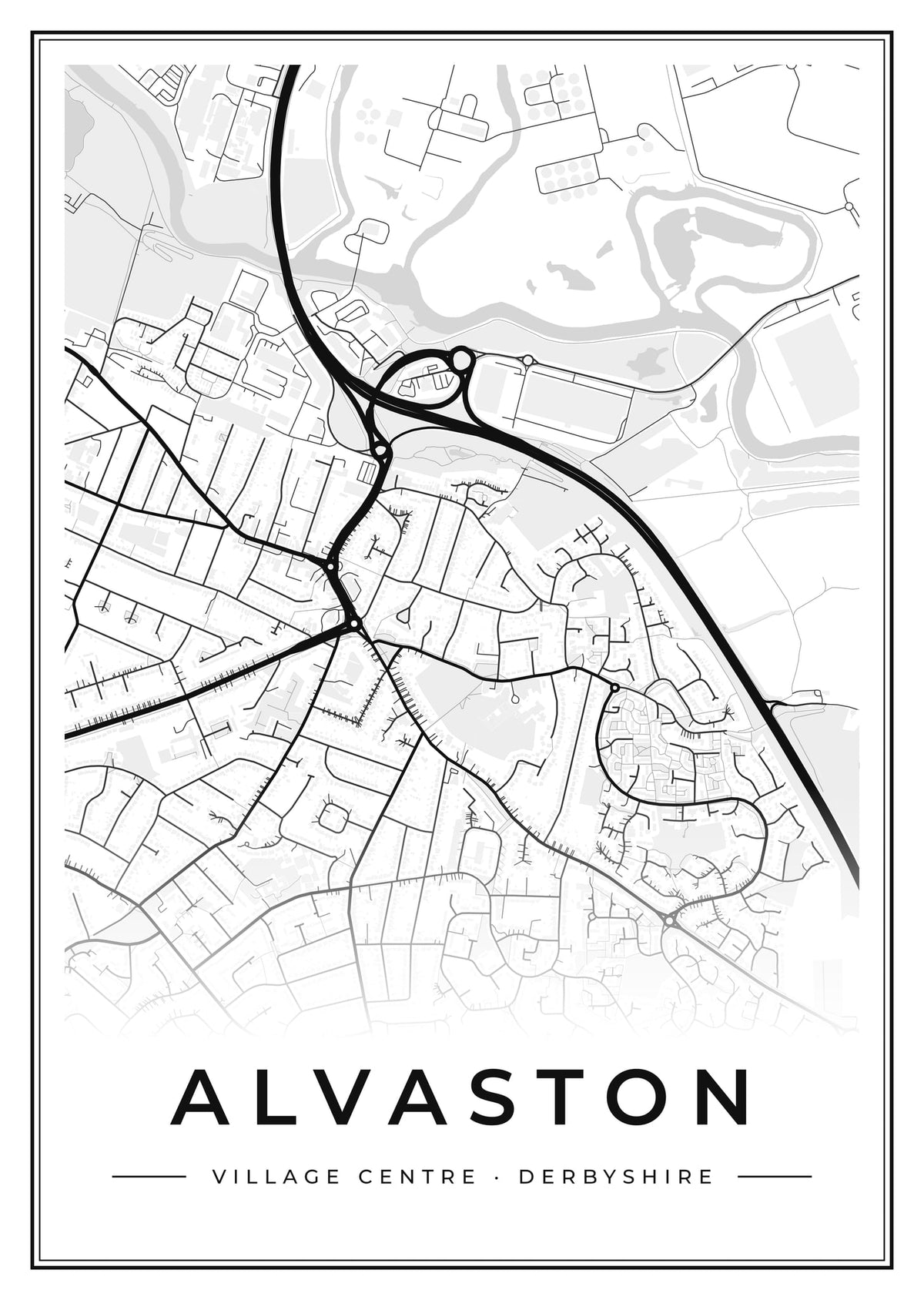 Street map poster of Alvaston village centre, Derbyshire