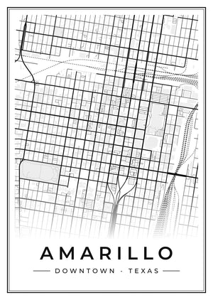 Amarillo Downtown Street Map Poster