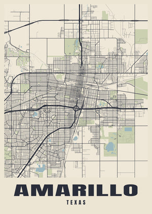Amarillo Street Map Poster